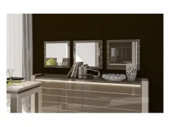 Clearance Meublorama Lote de 3 espejos cuadrados LINA capuchino y crema - 60 cm Blanco