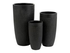 New J-Line Lote de 3 macetas altas de arcilla negra H.46 a 72 cm Negro