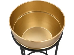 OZAIA Macetero^Lote de 2 maceteros de metal con soporte - D. 25 cm y D. 30 cm - Dorado y negro - NABA Negro / Dorado