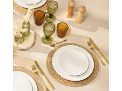 New MEDARD DE NOBLAT Lote de 6 Platos Llanos Stone Marfil 27 cm - Colección Moderna y Acogedora Blanco