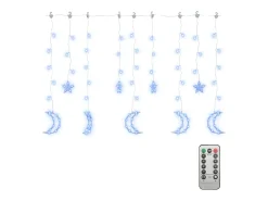 vidaxl Guirnalda Luminosa^Luces estrella y luna 138 LEDs azul con control remoto