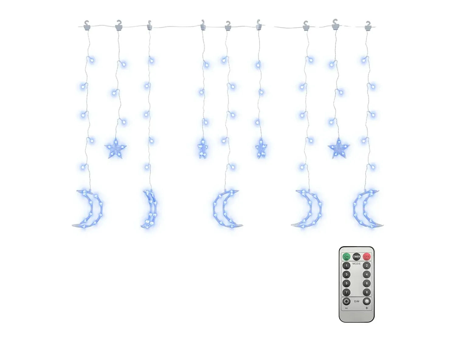 vidaxl Guirnalda Luminosa^Luces estrella y luna 138 LEDs azul con control remoto