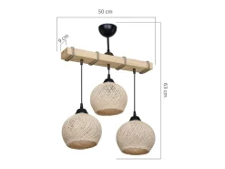 Luminaria Colgante Fiona E27 Crema Natural 50x20x63 Cm Con Tres Bombillas 60W
