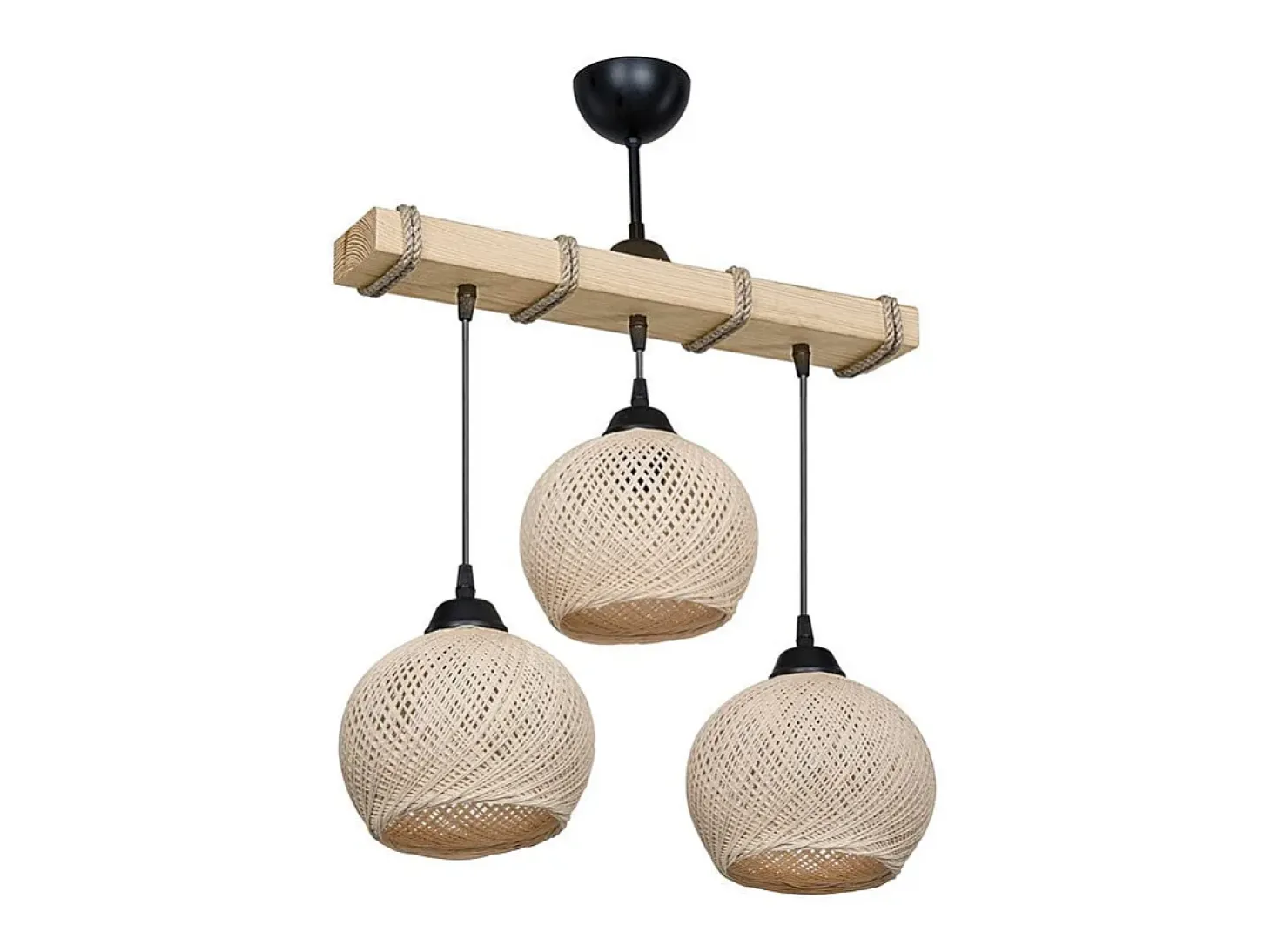 Luminaria Colgante Fiona E27 Crema Natural 50x20x63 Cm Con Tres Bombillas 60W