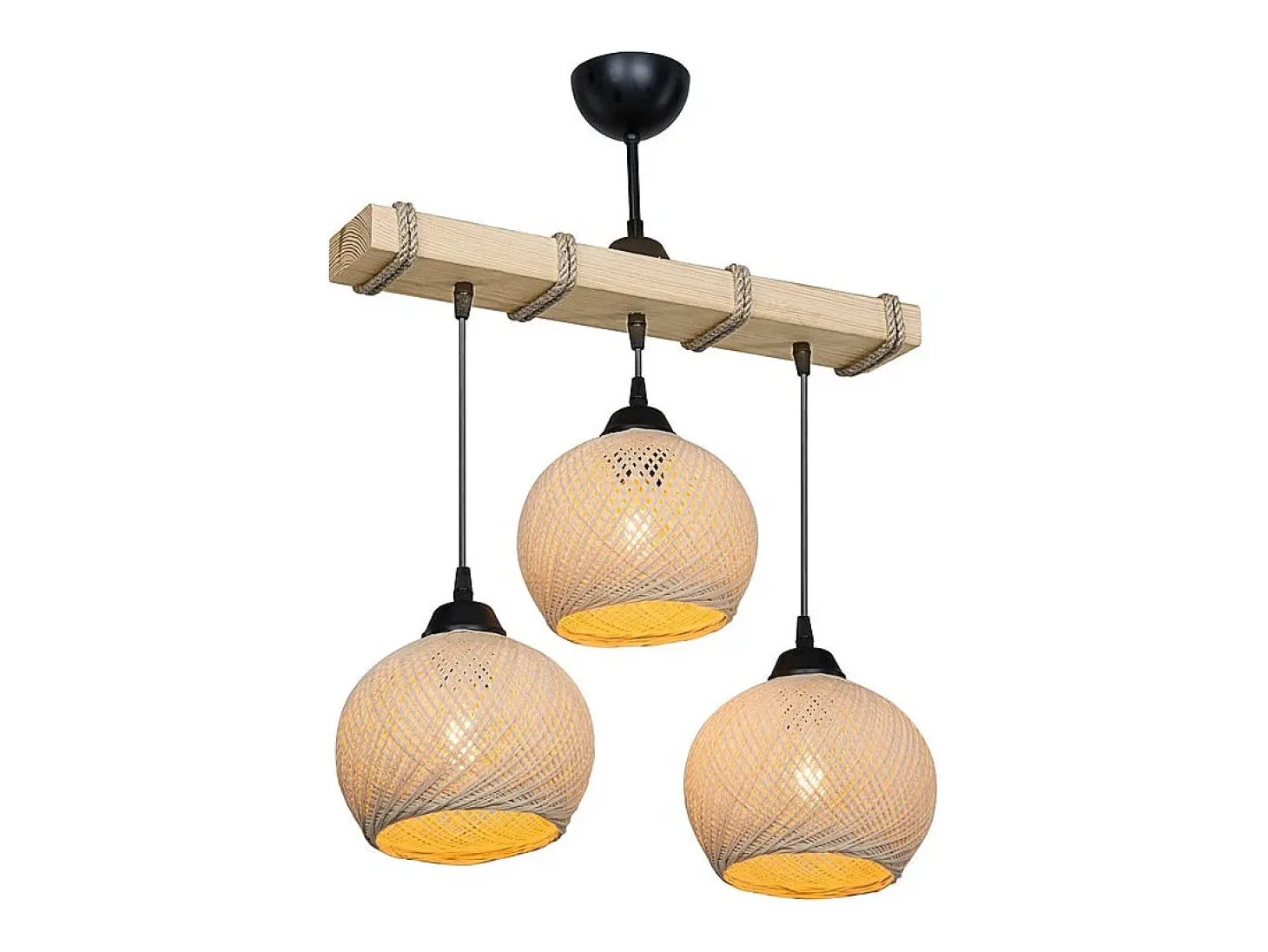 Luminaria Colgante Fiona E27 Crema Natural 50x20x63 Cm Con Tres Bombillas 60W