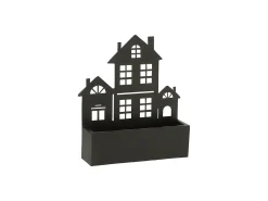 Maceta colgante en forma de casa de metal negro L30*l8*H36cm