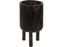 LANA DECO Macetero^Maceta con pie madera paulonia marrón Alt. 34 cm Marru00f3n