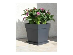Maceta cuadrada - 39 x 39 x 39 cm - 38 L - Gris antracita -