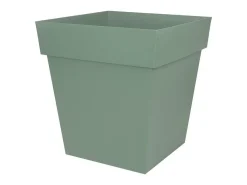 EDA Macetero^Maceta cuadrada Toscana 50 cm Verde laurel - Robusta, Fabricada en Francia, Resistente a los rayos UV y al hielo Caqui