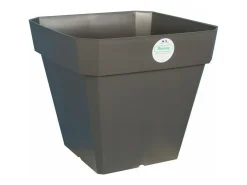 Maceta de plástico Soleilla cuadrada 49 x 49 x 45 cm - 65 L - Gris brillante