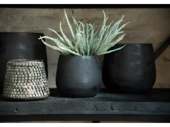 LANA DECO Maceta irregular crudo cerámica Alt. 19 cm Negro