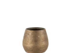 LANA DECO Macetero^Maceta irregular rugoso cerámica oro Alt. 18 cm Dorado