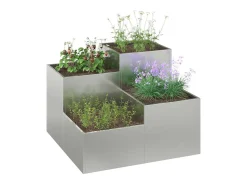 Best Maceta para Jardín | Jardinera | Macetero 100 x 100 x 60 cm Acero galvanizado Plateado