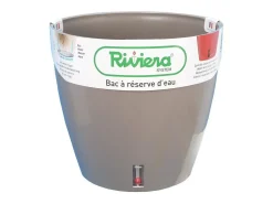 Riviera Macetero^Maceta redonda de plástico Ø 46 cm - 49 L - Taupe Topo
