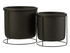 LANA DECO Macetero^Macetero de cerámica de 20x20x19.5 cm Negro