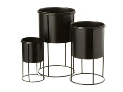 Macetero de metal negro de 18x18x32 cm