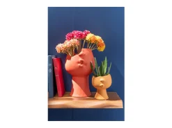 Best J-Line Macetero de porcelana ocre de 21x17x30 cm Marru00f3n