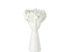 Macetero en forma de cabeza de plástico blanco 23x23x40 cm
