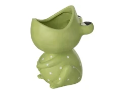 Online J-Line Macetero rana de cerámica 16.5x15.5x21 cm Verde