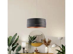 Hot Mambo - Lámpara colgante negra exterior negro, interior cobre antiguo y cables orientables, 3 luces Ø45 Cobrizo