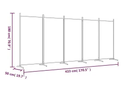 Sale Mampara divisoria de 5 paneles Tela Negra 433x180 cm Negro