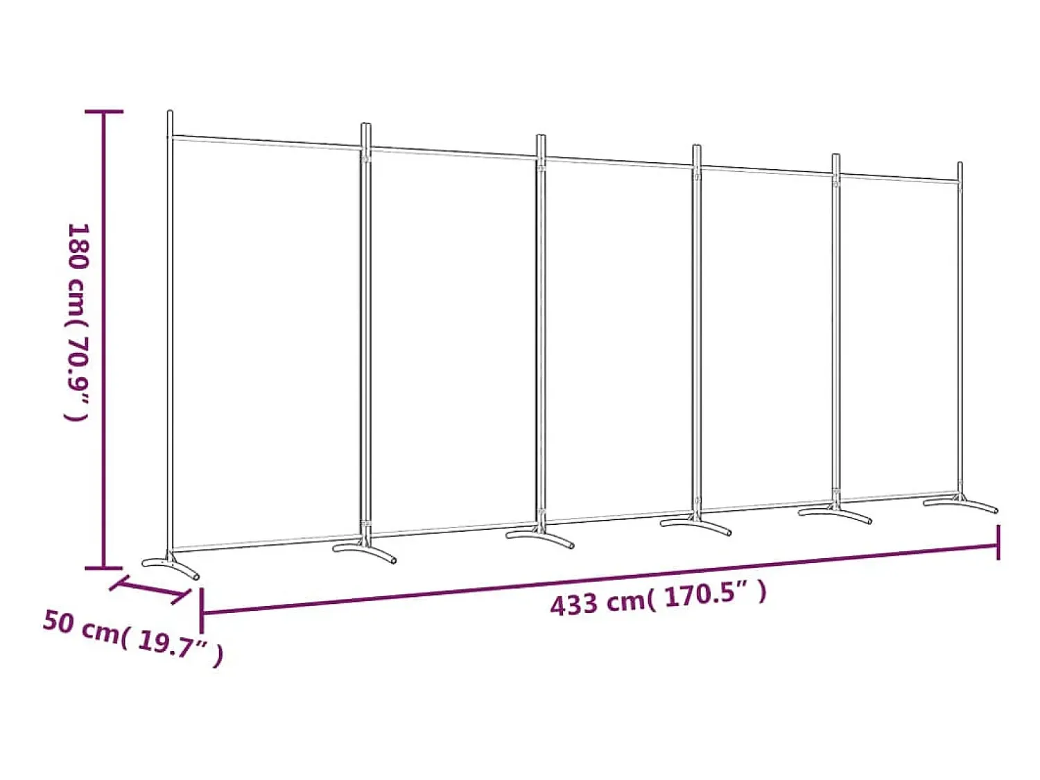 Sale Mampara divisoria de 5 paneles Tela Negra 433x180 cm Negro