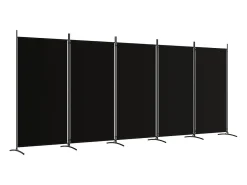 Sale Mampara divisoria de 5 paneles Tela Negra 433x180 cm Negro