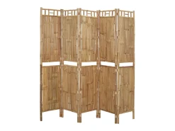 Sale Mampara divisoria de bambú de 5 paneles 200x180 cm Marru00f3n