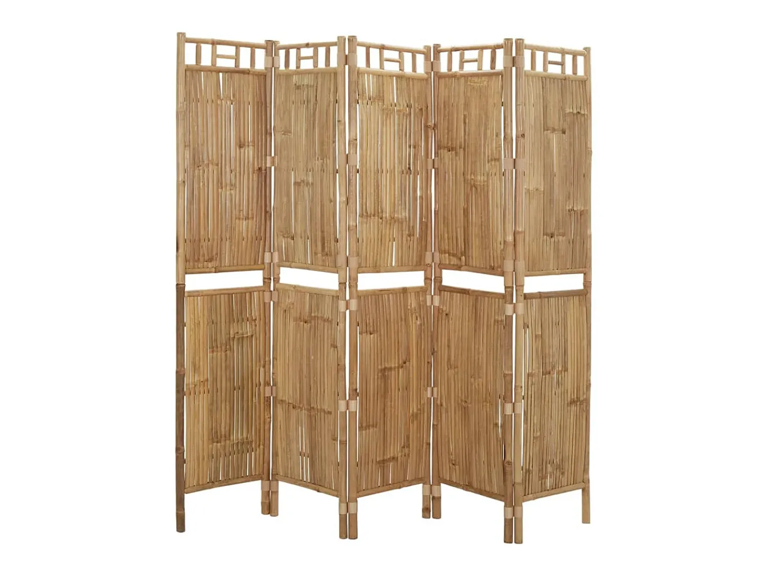 Sale Mampara divisoria de bambú de 5 paneles 200x180 cm Marru00f3n
