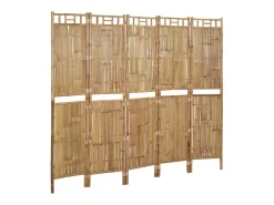Sale Mampara divisoria de bambú de 5 paneles 200x180 cm Marru00f3n