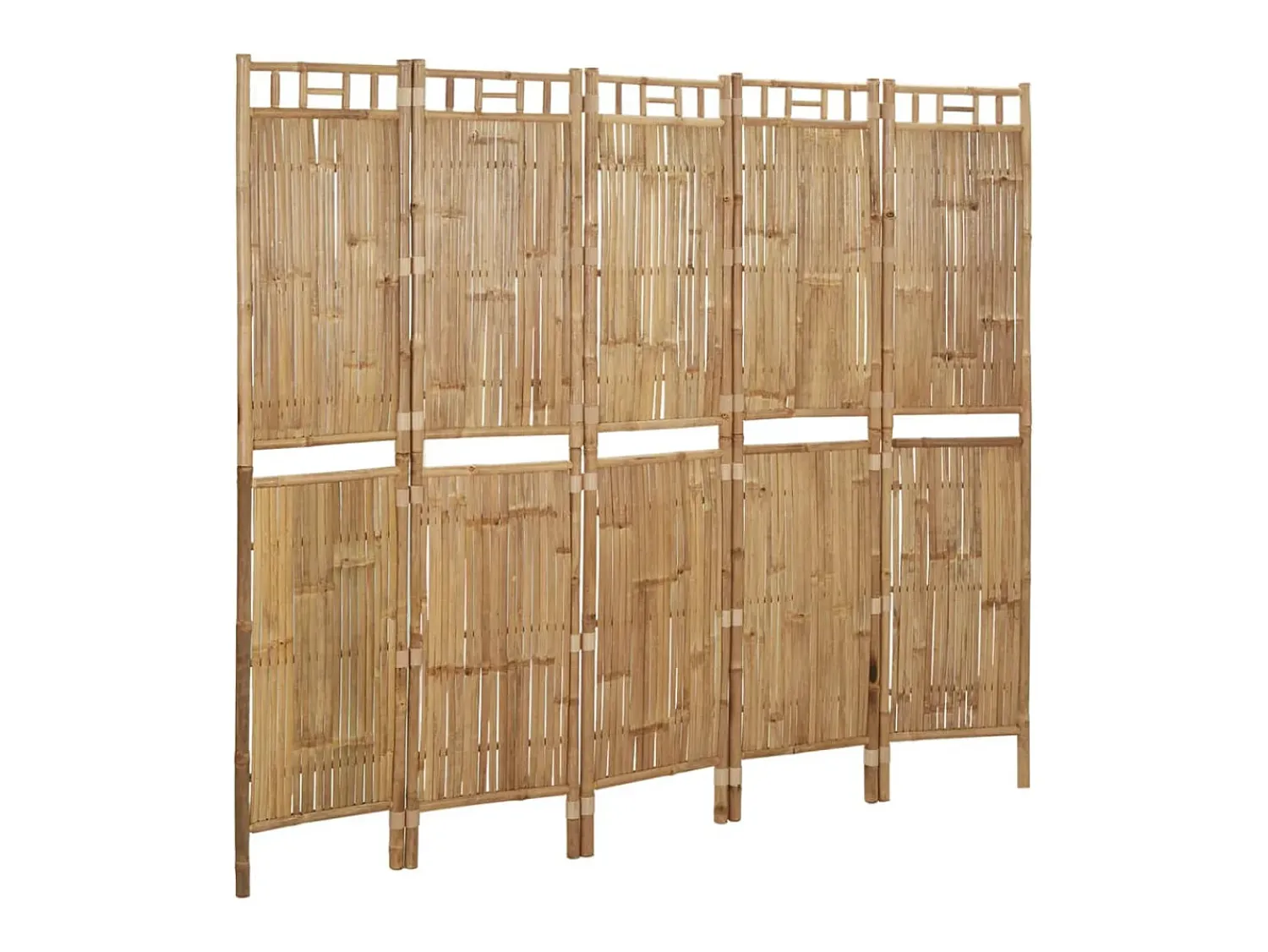 Sale Mampara divisoria de bambú de 5 paneles 200x180 cm Marru00f3n