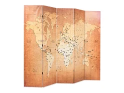 Clearance Mampara plegable 200 x 170 cm Mapa del Mundo Amarillo