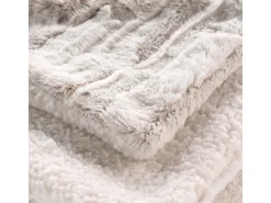 Douceur d'intérieur Ropa De Casa^Manta de Cuadros Imitación de Piel "Lince" 180x220cm Natural - Calidez Acogedora y Confort de Lujo Beige