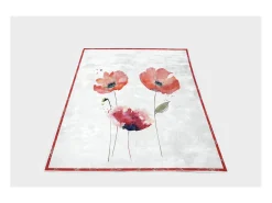 Soleil d'ocre Ropa De Casa^Manta de forro polar y sherpa con estampado de amapola 130x150 cm, por Blanco