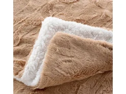 Douceur d'intérieur Ropa De Casa^Manta de Imitación de Piel de Zorro "Foxy" 125x150cm Reversible Sherpa Confortable y Suave - Certificado Oeko-TEX Marru00f3n
