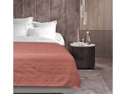 Douceur d'intérieur Ropa De Casa^Manta lisa "Lucile" 220x240 cm de algodón-poliéster , suave y resistente, lavable a mano Rosa