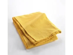 Manta lisa "Lucile" 180x220 cm en algodón-poliéster amarillo, suave y resistente, lavable a mano