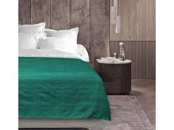 Douceur d'intérieur Ropa De Casa^Manta lisa "Lucile" 180x220 cm en policotón esmeralda suave y resistente, hecho en India Verde esmeralda