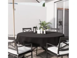 Mantel antimanchas redondo 180 cm ALIX negro, por Soleil d'Ocre