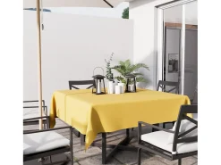 Mantel cuadrado antimanchas 180x180 cm ALIX amarillo radiante, por Soleil d'Ocre