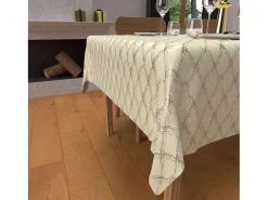 Mantel festivo cuadrado antimanchas de puro algodón 180x180 cm plata CELESTE, por Soleil d'Ocre