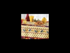 Best Promo Linge Mantel provenzal rectangular o redondo de poliéster antimanchas limón 150 x 300 cm Rojo