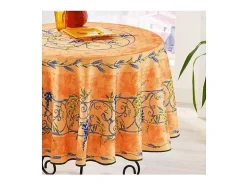 Mantel provenzal redondo antimanchas de poliéster glicina naranja 180 x 180 cm