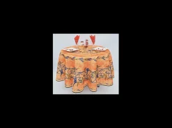 Mantel provenzal redondo antimanchas de poliéster glicina naranja 180 x 180 cm