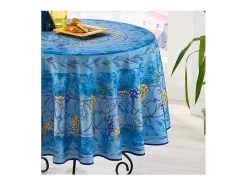 Promo Linge Mantelería^Mantel provenzal redondo antimanchas poliéster glicina 180 x 180 cm Azul