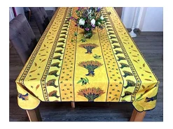 Promo Linge Mantel rectangular de tela Ramo de trigo azul 240 x 150 cm Amarillo