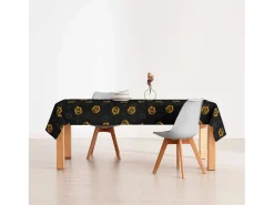 Mantel resinado antimanchas Hufflepuff Shield Black - 300X140 cm