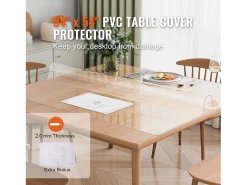 Discount Mantel SucceBuy Protector de Mesa en PVC 137 X 137 CM, Protector de Escritorio en Plástico 0.2CM de Grosor Transparente
