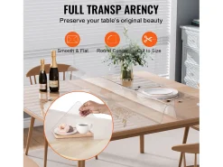 Discount Mantel SucceBuy Protector de Mesa en PVC 137 X 137 CM, Protector de Escritorio en Plástico 0.2CM de Grosor Transparente