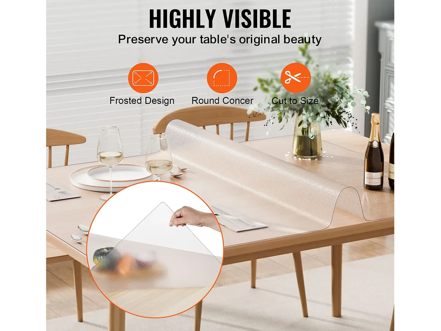 Discount Mantel SucceBuy Protector de Mesa de PVC, 61 x 122 cm, Tapete de Escritorio de Plástico Esmerilado, 1,5 mm de Grosor Transparente